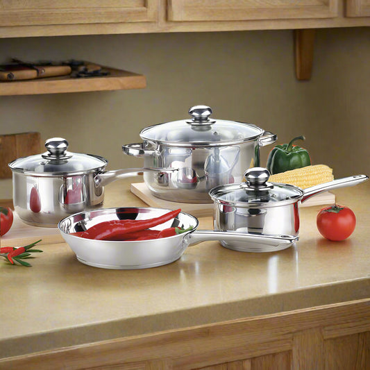7 PC Stainless Steel Cookware - (Family Size)